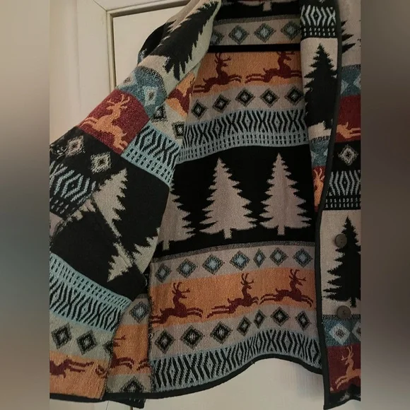 SOLD💔VTG 90s Southwestern Hand Made Woven Boho Navajo Cowgirl Hippie Blanket - Picture 6 of 9